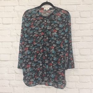 Shear long sleeve pullover blouse